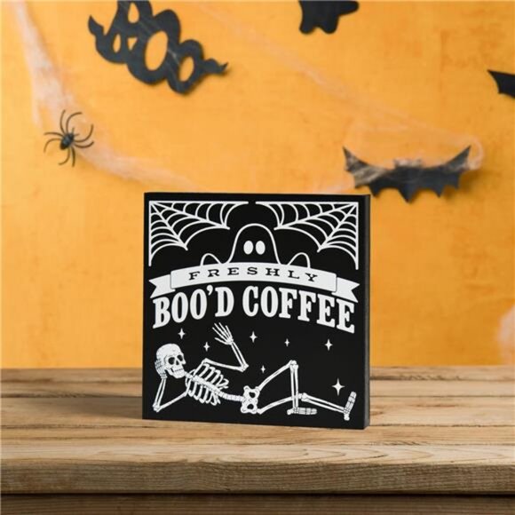 Smile Halloween Wood Box Sign, Skull Faux Books, Boo Coffee Table Decor - Picture 6 of 7